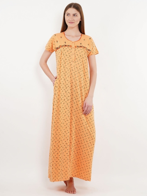 

Sweet Dreams Orange Printed Maxi Nightdress