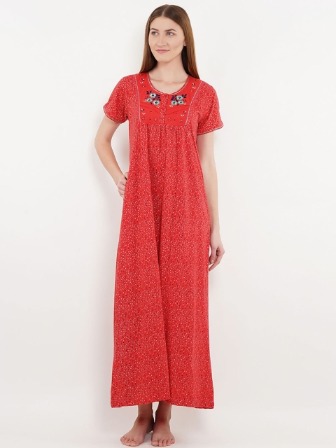 

Sweet Dreams Red Printed Maxi Nightdress