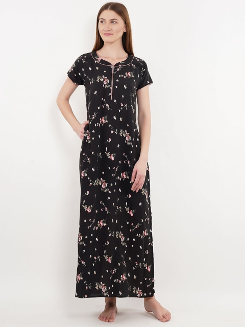 

Sweet Dreams Black Printed Nightdress 282378 H/S F/L NGT