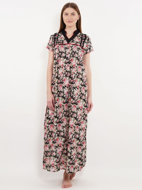 

Sweet Dreams Black & Pink Printed Maxi Nightdress