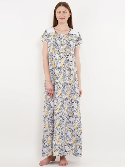 

Sweet Dreams Blue & Yellow Printed Maxi Nightdress