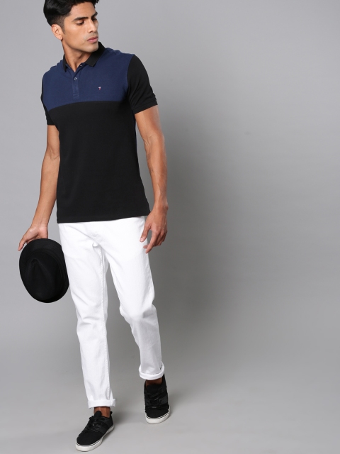 

Louis Philippe Jeans Men Blue Colourblocked Polo Collar T-shirt
