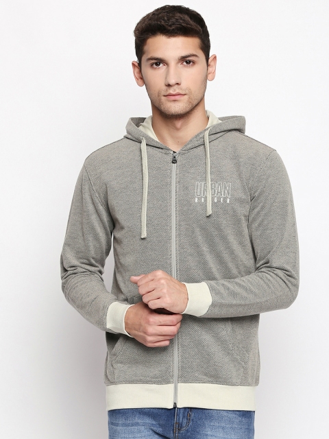 

Urban Ranger by pantaloons Men Grey Solid Hooded Sweatshirt