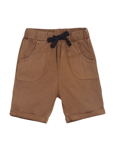 

MINI KLUB Boys Brown Solid Regular Fit Shorts