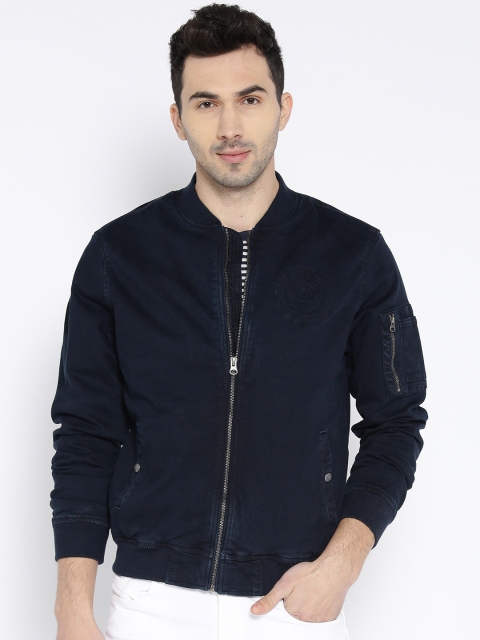 

U.S. Polo Assn. Denim Co. Men Navy Blue Solid Denim Bomber Jacket