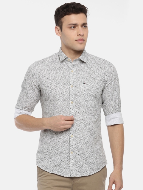 

Peter England Men White Slim Fit Printed Casual Shirt