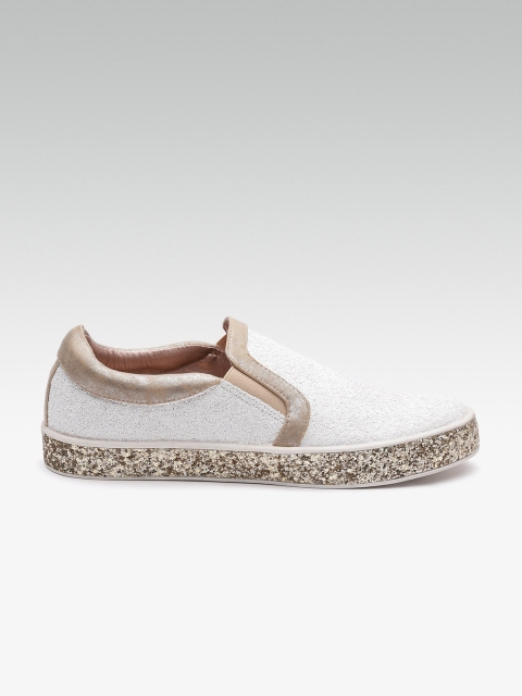 

Carlton London Women White Textured Slip-On Sneakers