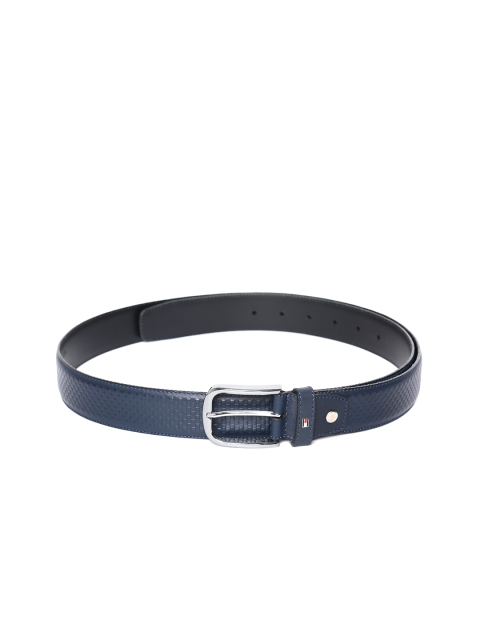 

Tommy Hilfiger Men Navy Blue Textured Leather Belt