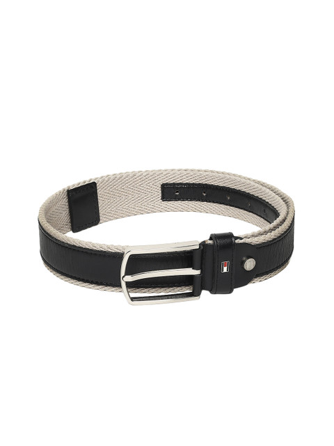 

Tommy Hilfiger Men Black & Beige Solid Belt