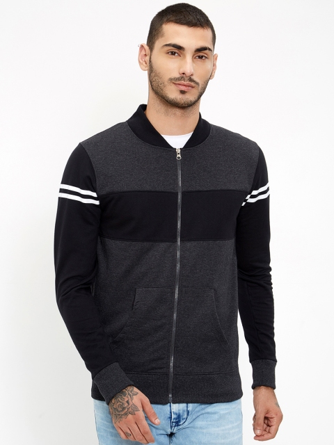 

Maniac Men Charcoal Striped Windcheater Bomber
