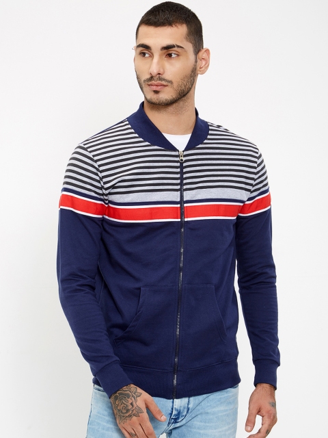

Maniac Men Navy Blue Striped Windcheater Bomber