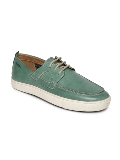 

Ruosh Men Green Solid Leather Sneakers