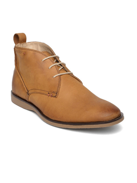 

Ruosh Men Brown Solid Leather Mid-Top Flat Boots