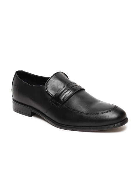 

Ruosh Men Black Formal Leather Slip-On Shoes