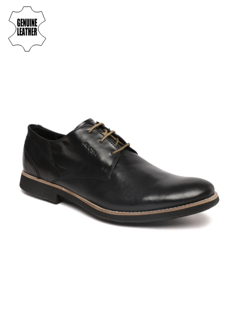 

Ruosh Men Black Leather Derbys