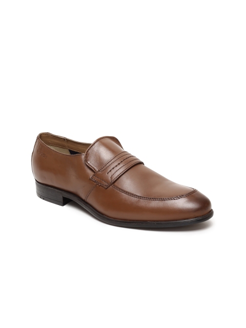 

Ruosh Men Tan Brown Leather Formal Slip-Ons