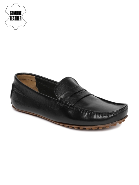 

Ruosh Men Black Genuine Leather Penny Loafers