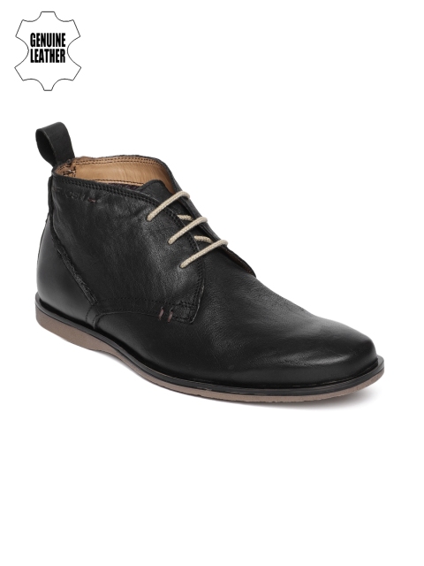 

Ruosh Men Black Solid VENICE 01B Leather Mid-Top Flat Boots