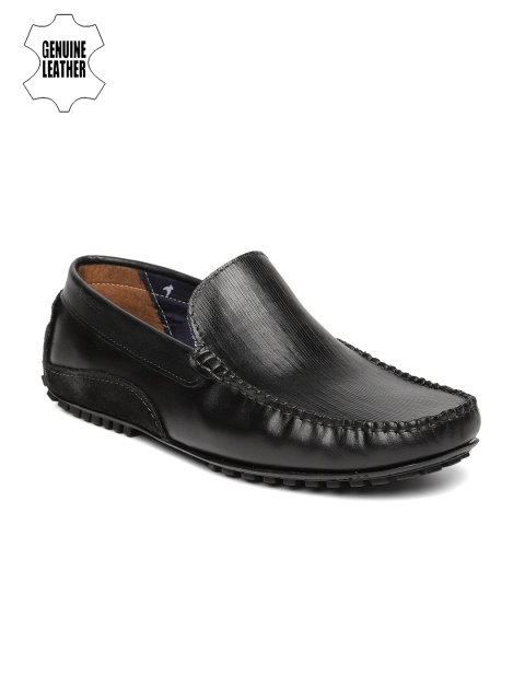 

Ruosh Men Black Leather Driving Shoes