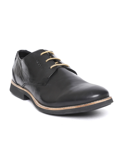 

Ruosh Men Black Leather Derbys