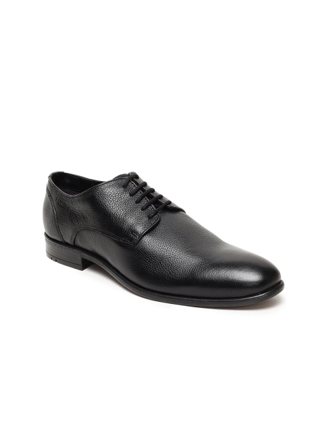 

Ruosh Men Black Leather Derbys