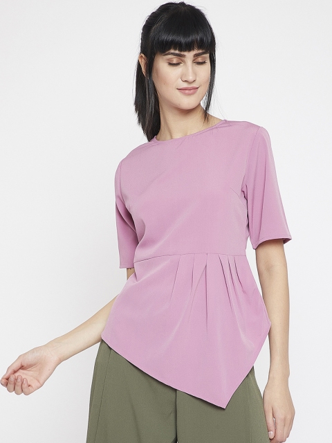 

Marie Claire Women Pink Solid High-Low Top