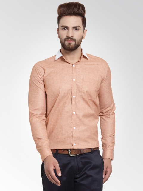 

JAINISH Men Orange Classic Slim Fit Solid Formal Shirt