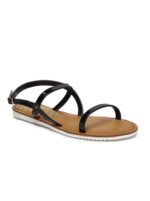 

Wet Blue Women Black Solid Open Toe Flats