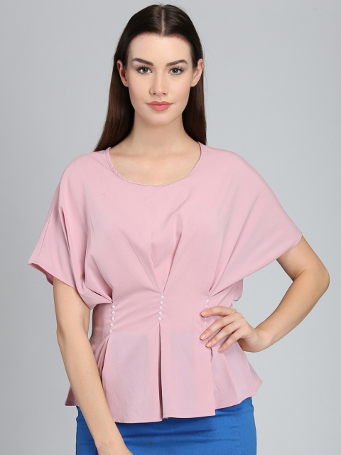 

Magzayra Women Peach-Coloured Solid Peplum Top