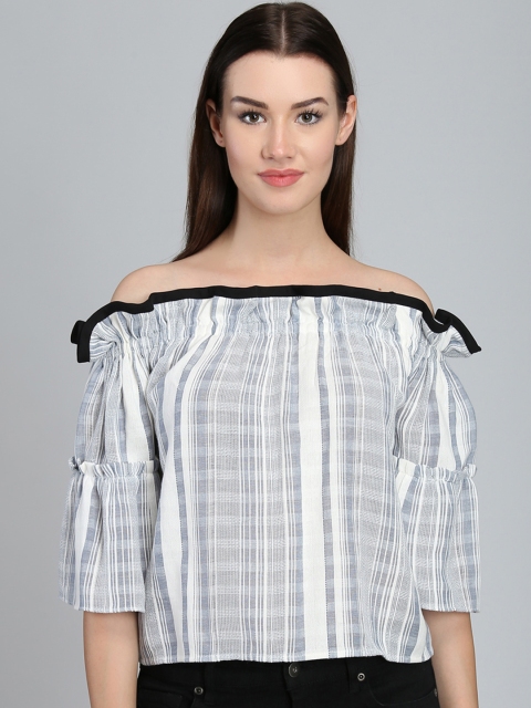 

Magzayra Women Grey Striped Top