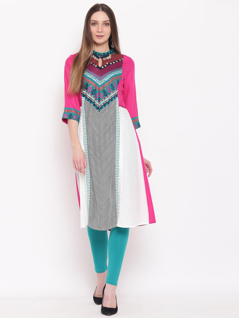 

W Women Multicoloured Printed A-Line Kurta, Multi