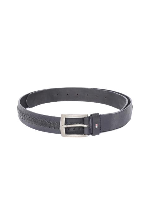 

Tommy Hilfiger Men Navy Blue Patterned Leather Belt