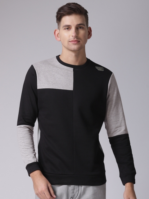 

YWC Men Black & Grey Colourblocked Sweatshirt