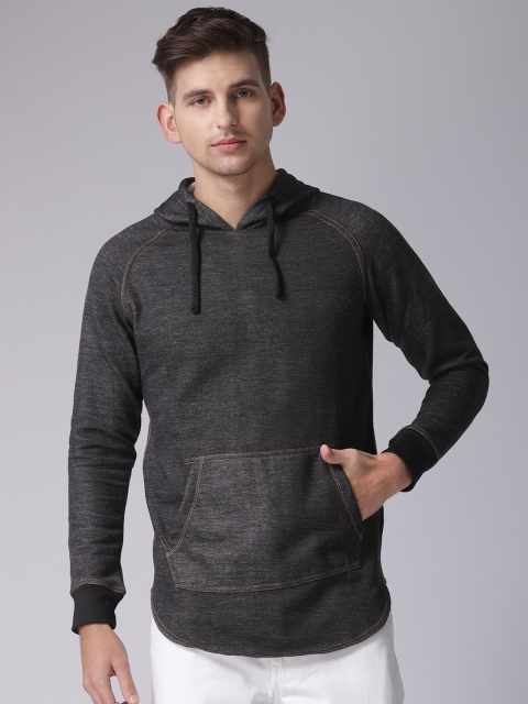 

YWC Men Black Solid Hooded Sweatshirt