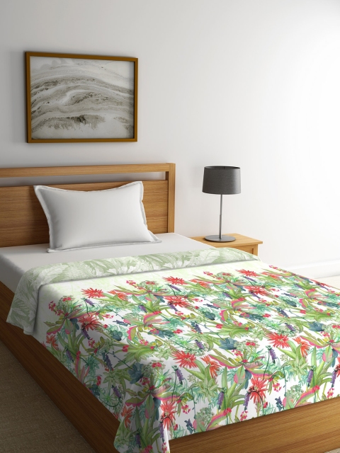 

Portico New York White & Green Floral AC Room 120 GSM Single Bed Comforter