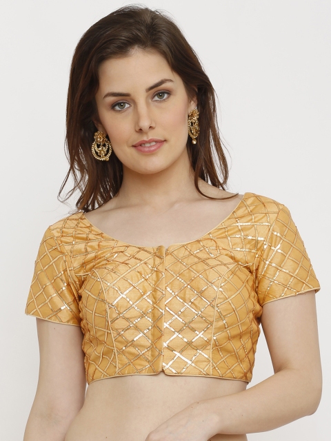 

Salwar Studio Golden-Colored Women Embellished Saree Blouse, Gold