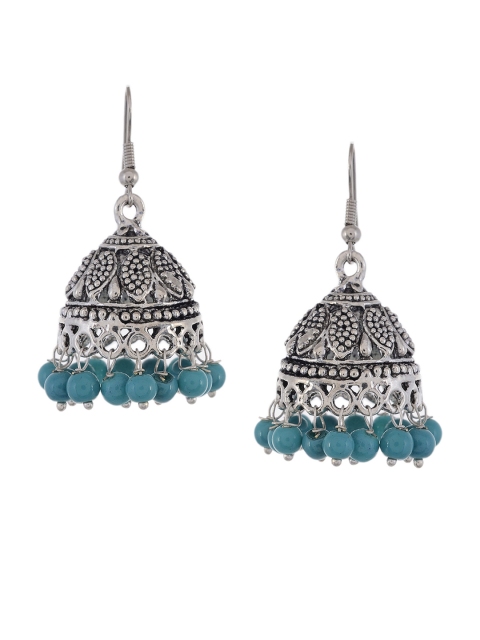 

Silvermerc Designs Women Silver-Toned Dome Shaped Jhumkas