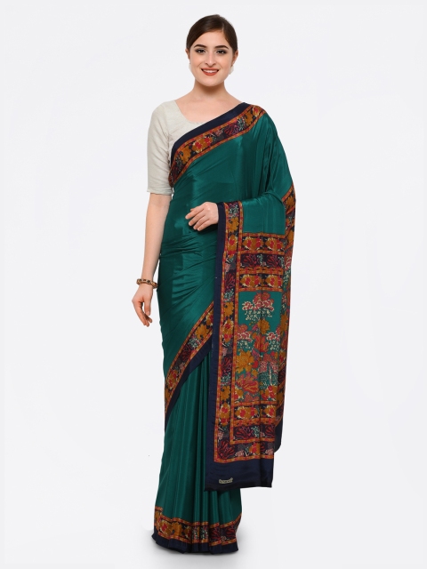 

Ligalz Green Solid Poly Crepe Saree
