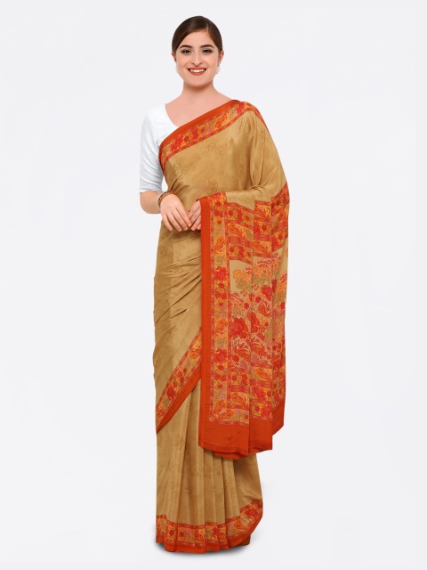 

Ligalz Women Beige Printed Poly Crepe Saree