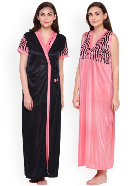 

Secret Wish Pink & Black Solid Nightdress HC-E107-584