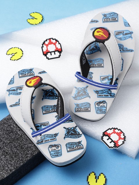 

YK Hot Wheels Boys Grey & Blue Hot Wheels Print Thong Flip-Flops