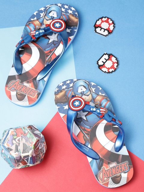 

YK Marvel Boys Blue & Red Captain America Print Thong Flip-Flops