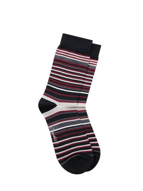 

Bonjour Men Black & Red Striped Above Ankle-Length Socks