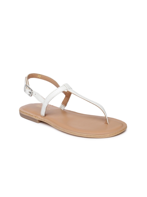 

Tao Paris Women White Solid T-Strap Flats