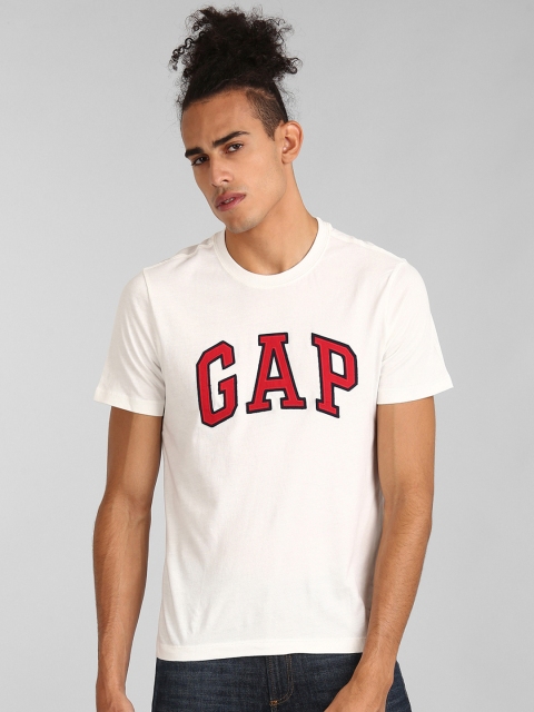 

GAP Men White Short Sleeve Logo Tee