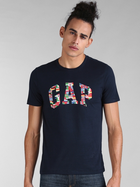 

GAP Men Blue Logo Flag Graphic Short Sleeve Crewneck T-Shirt