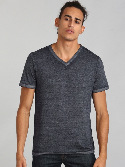 

GAP Men Blue Burnout Short Sleeve V-Neck T-Shirt
