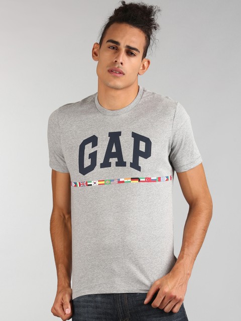 

GAP Men Grey Logo Flag Graphic Short Sleeve Crewneck T-Shirt