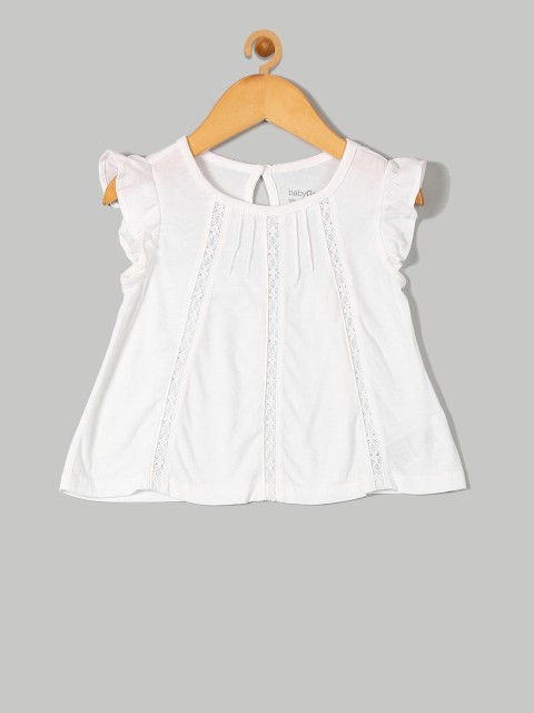 

GAP Girls White Lace Trim Flutter Top