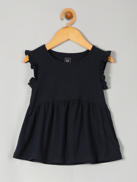

GAP Girls Blue Solid Flutter Peplum Pure Cotton Top